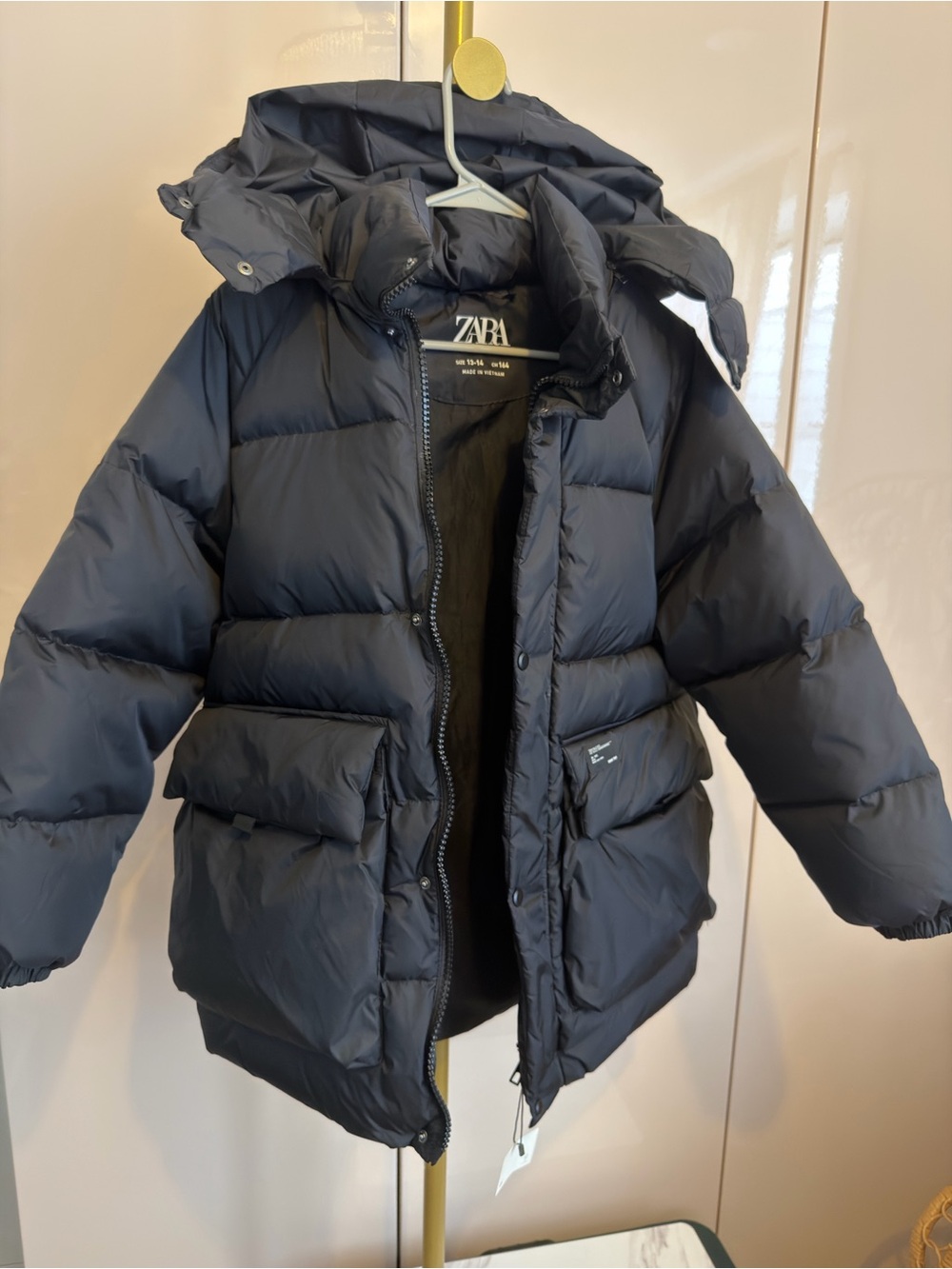 ZARA Kids Black Puffer Jacket with Hood